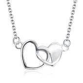 Double Heart Shape Silver Necklace SPE-5255